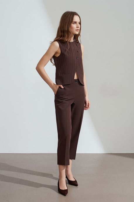 Dames Hoge Taille Capri Broek met Ceintuurlint - Image 1