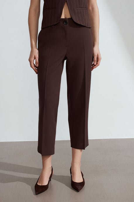 Dames Hoge Taille Capri Broek met Ceintuurlint - Image 2