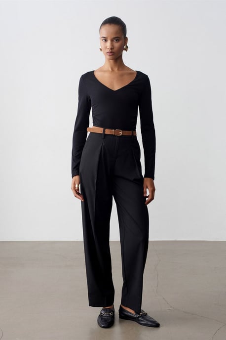 Belted Straight-Leg Crepe Trousers - Image 1