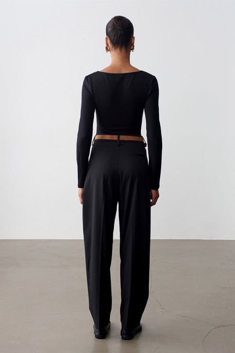 Belted Straight-Leg Crepe Trousers - Image 2