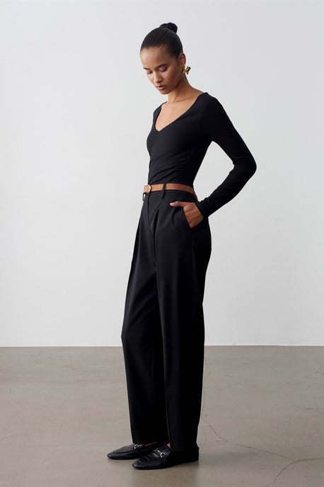 Belted Straight-Leg Crepe Trousers - Image 4