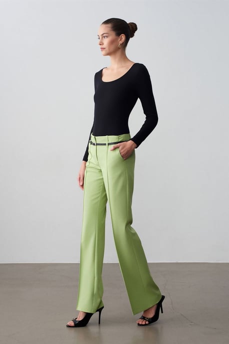 Belted Straight-Leg Crepe Trousers - Image 1