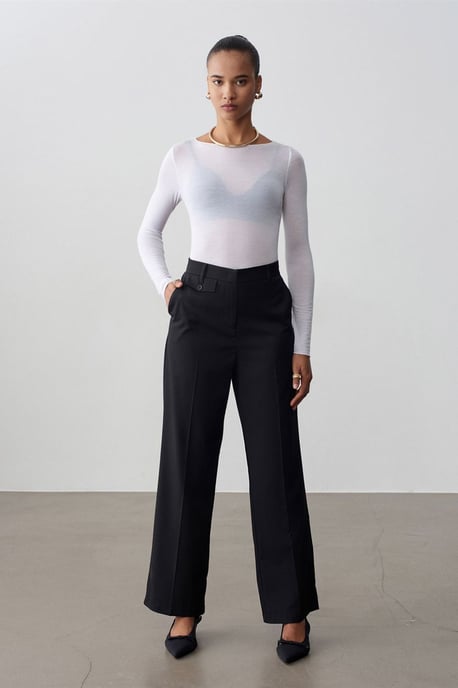 Women's High-Waist Straight-Leg Crepe Trousers - Image 3