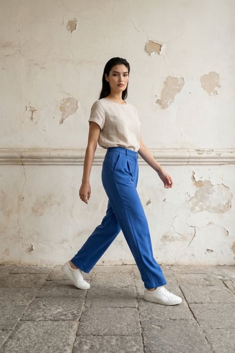 Hoge Taille Rechte Crepe Broeken - Image 1