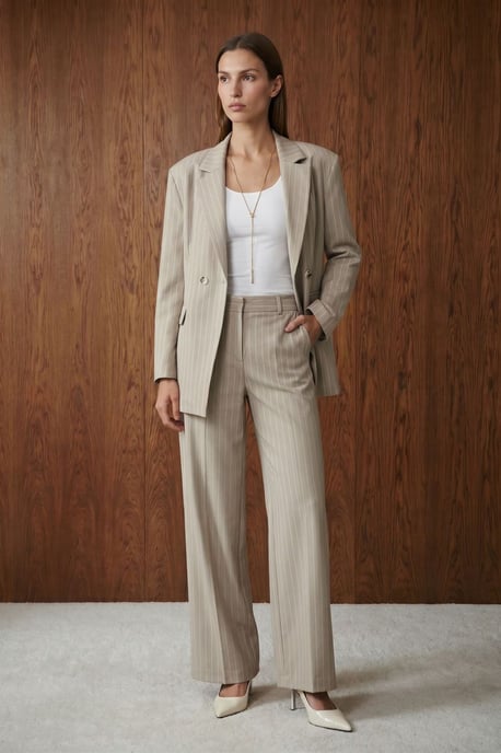 Striped Wide-Leg Pleated Trousers - Image 3