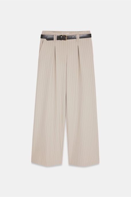 Striped Wide-Leg Pleated Trousers - Image 5