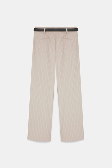 Striped Wide-Leg Pleated Trousers - Image 6