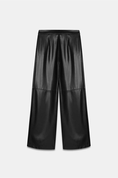 Hoge taille brede faux leren broek - Image 5