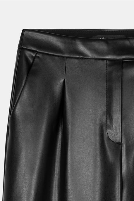 Hoge taille brede faux leren broek - Image 6