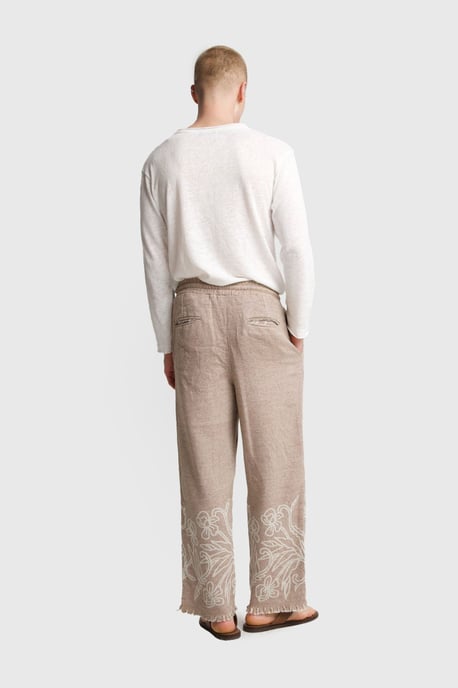 Men's Cotton Embroidered Knit Wide-Leg Pants - Image 3