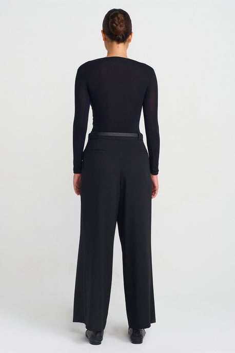 Vrouwen Wijde-Leg Crepe Broek met Riem - Image 2
