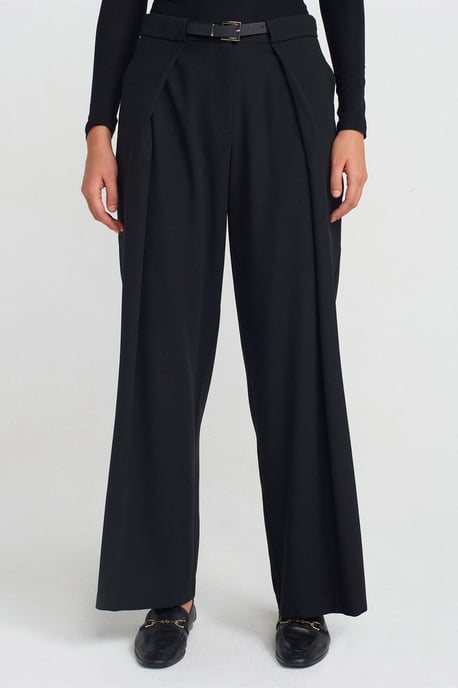 Vrouwen Wijde-Leg Crepe Broek met Riem - Image 3