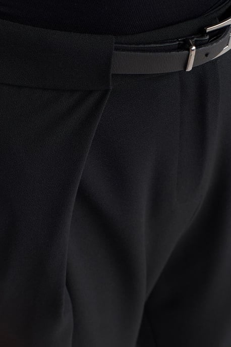 Vrouwen Wijde-Leg Crepe Broek met Riem - Image 4