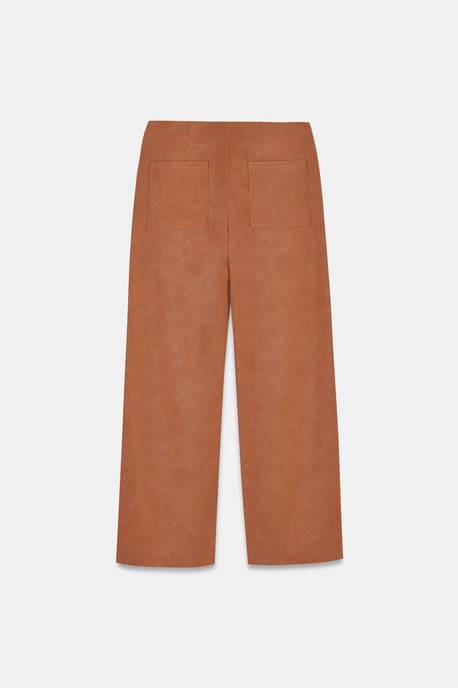 Women's High-Waist Wide-Leg Faux Leather Trousers - Image 6