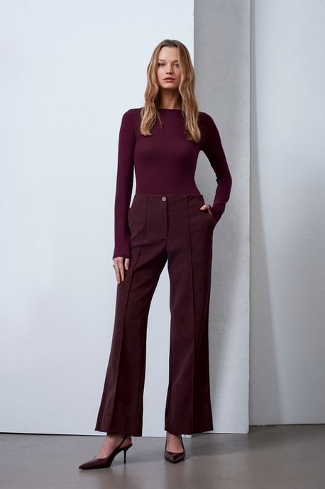 Women's High-Waist Wide-Leg Faux Leather Trousers - Image 1