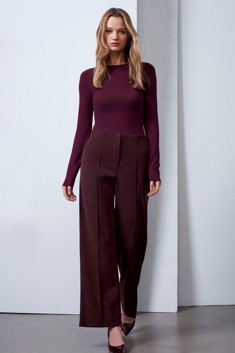 Women's High-Waist Wide-Leg Faux Leather Trousers - Image 3