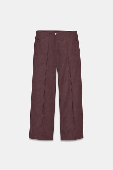 Women's High-Waist Wide-Leg Faux Leather Trousers - Image 4