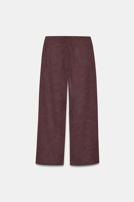 Women's High-Waist Wide-Leg Faux Leather Trousers - Image 5