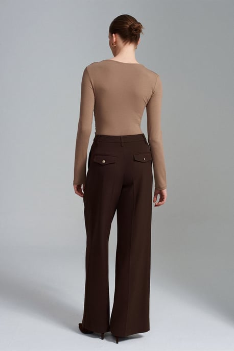 Women's High-Waist Wide-Leg Crepe Trousers - Image 2
