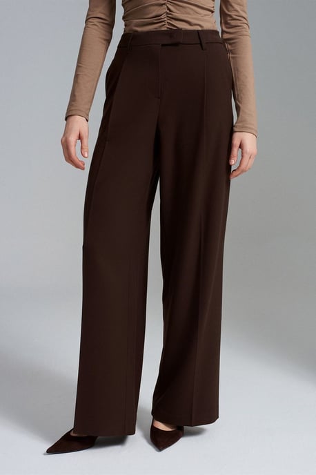 Women's High-Waist Wide-Leg Crepe Trousers - Image 3