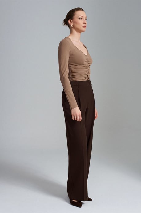 Women's High-Waist Wide-Leg Crepe Trousers - Image 4