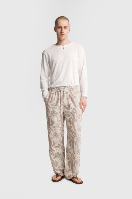 Heren Katoenen Bloemen Gebreide Broek - Image 1
