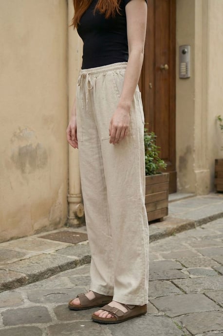 Vrouwen wijde linnenmix broek - Image 2