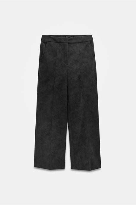 Hoge taille wijde broek van faux suede - Image 5