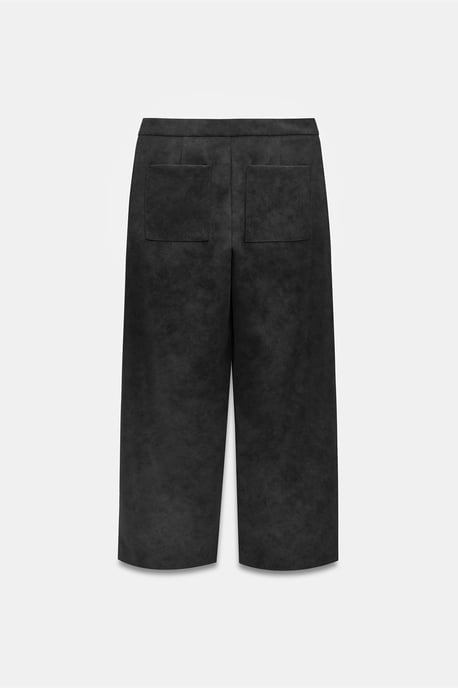 Hoge taille wijde broek van faux suede - Image 6
