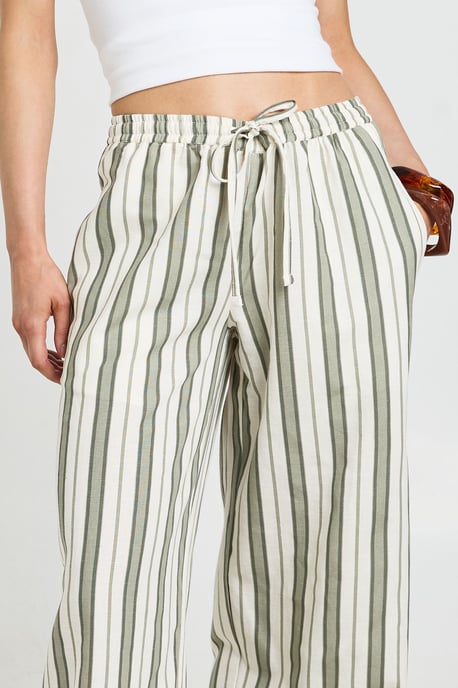 Petite Premium Linen Stripe Wide Leg Trousers - Image 4