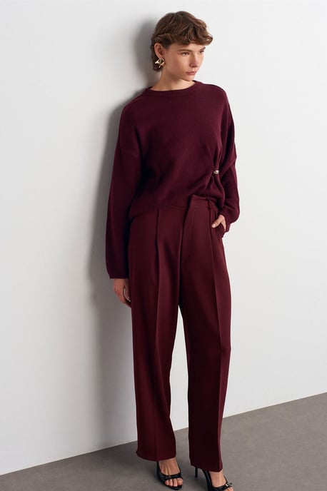 Hoge taille Wijde pijpen Crêpe Broek - Image 1