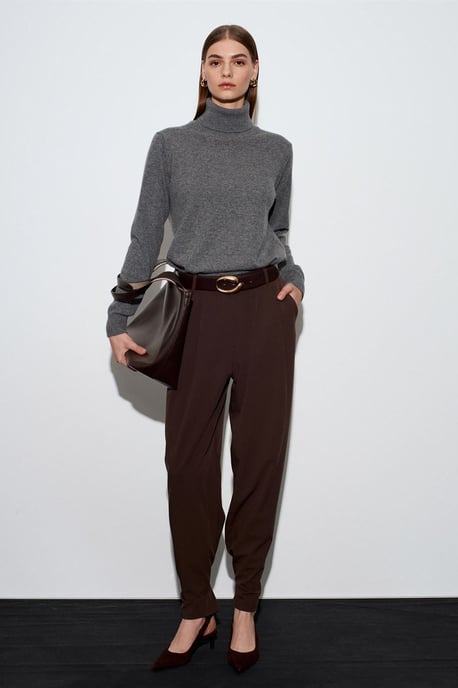 Women’s High-Waist Wide-Leg Crepe Trousers - Image 1