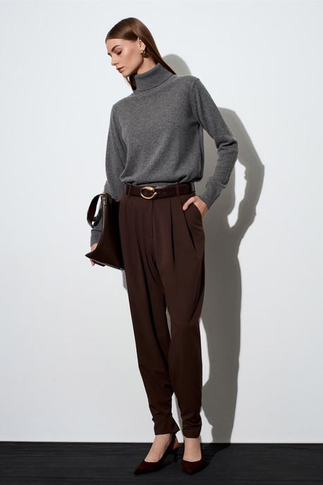 Women’s High-Waist Wide-Leg Crepe Trousers - Image 3