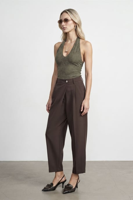 Hoge Taille Wijde Pijp Crepe Broek - Image 1