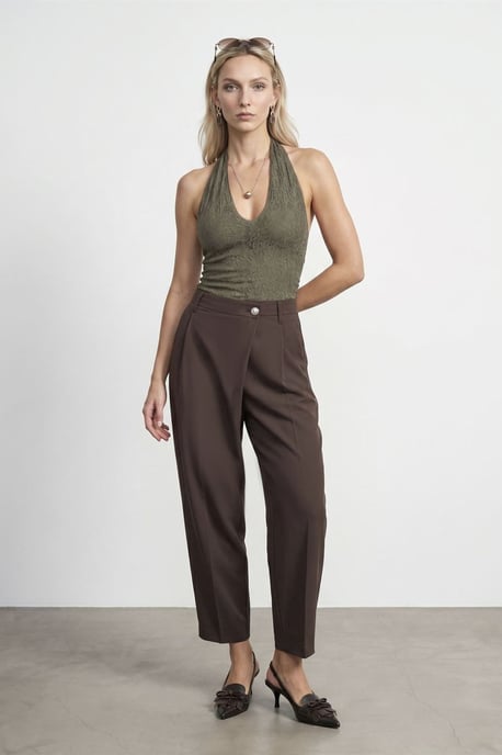 Hoge Taille Wijde Pijp Crepe Broek - Image 4