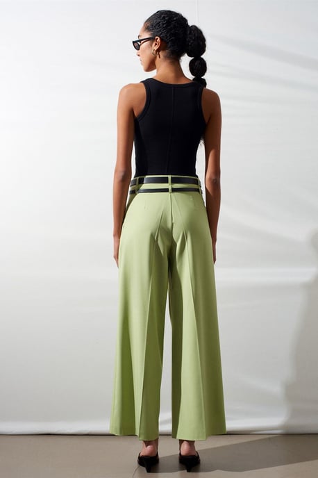Hoog-Waisted Wijde Pantalon met Plooien - Image 2
