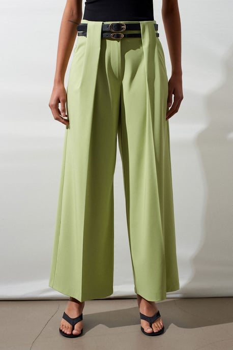 Hoog-Waisted Wijde Pantalon met Plooien - Image 3
