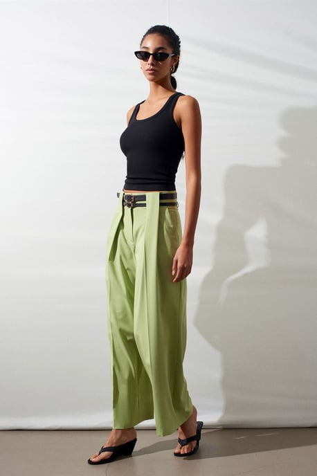 Hoog-Waisted Wijde Pantalon met Plooien - Image 4