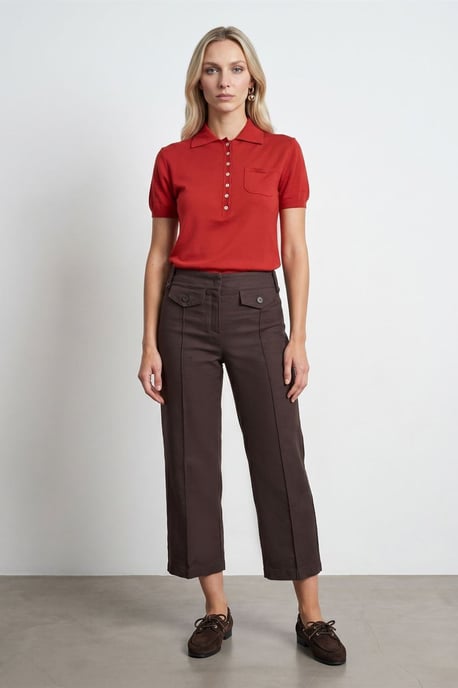 Hoge Taille Katoenen Poplin Capri Culottes - Image 1