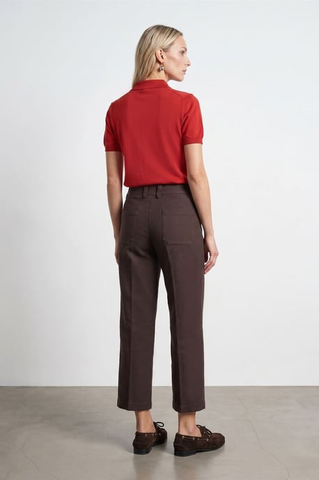 Hoge Taille Katoenen Poplin Capri Culottes - Image 2