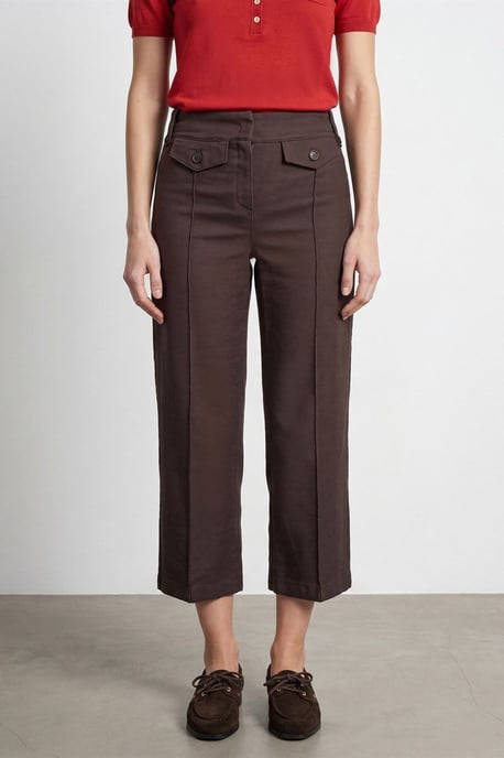 Hoge Taille Katoenen Poplin Capri Culottes - Image 3