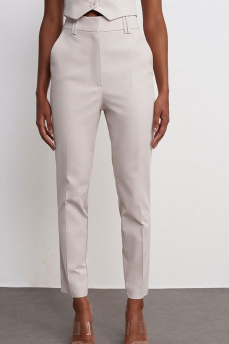 Högmidjade slim fit crepebyxor - Image 2
