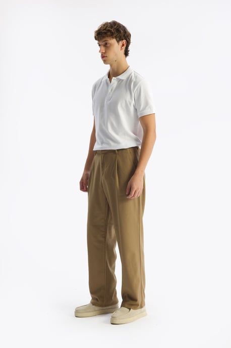 Fållade byxor med medelhög midja och rak benform - Image 2