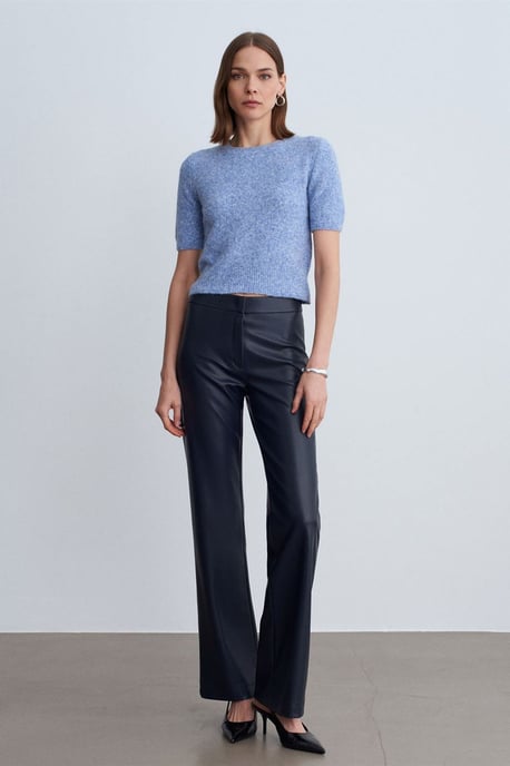 Women's Faux Leather Flare Pants - Image 2