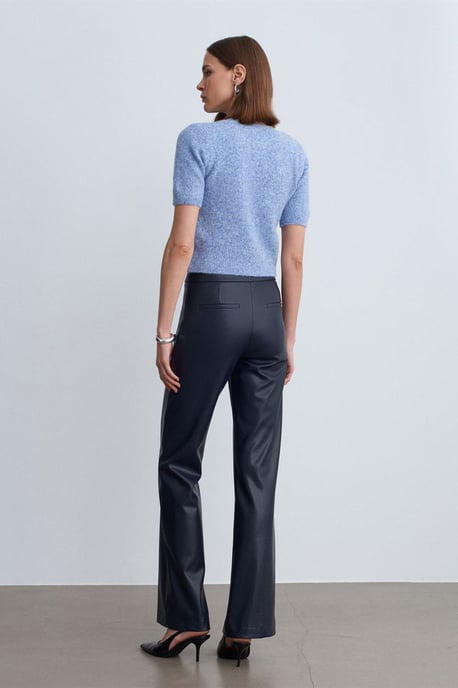 Women's Faux Leather Flare Pants - Image 3
