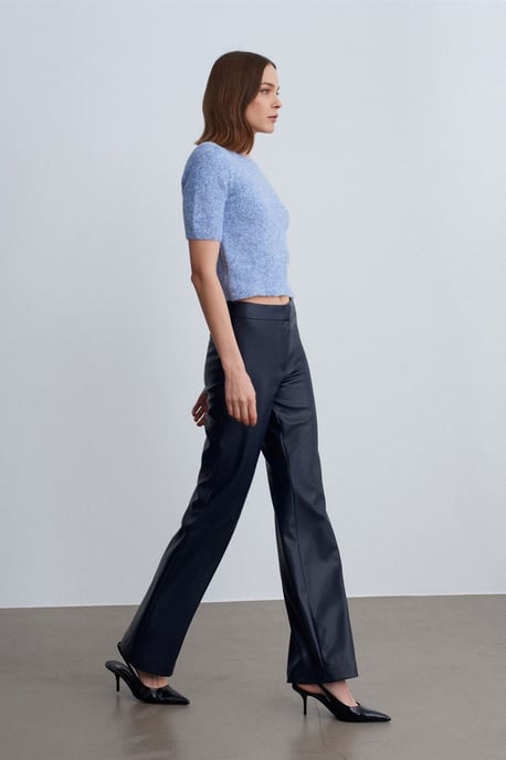 Women's Faux Leather Flare Pants - Image 5