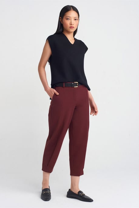 Women's Belted Straight-leg Capri Trousers - Image 1