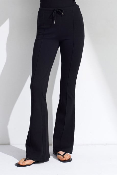 Mid-waist flare jersey broek met koordjes - Image 3