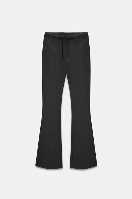 Mid-waist flare jersey broek met koordjes - Image 5