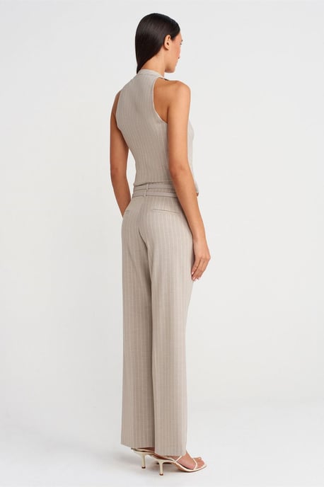 Striped Straight-leg Belted Trousers - Image 2